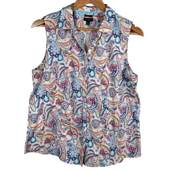 Talbots Women's Size 14P Paisley Print Non-Iron Light Soft Casual Comfort Shirt - Picture 1 of 8